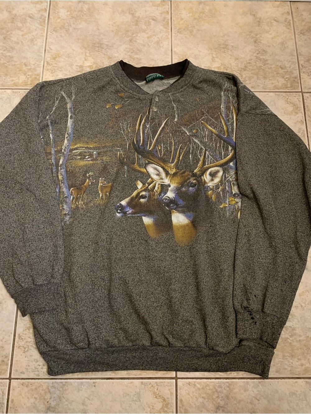 Vintage Deer Nature All Over Print Crewneck Sweatshirt Sz Xl 90s